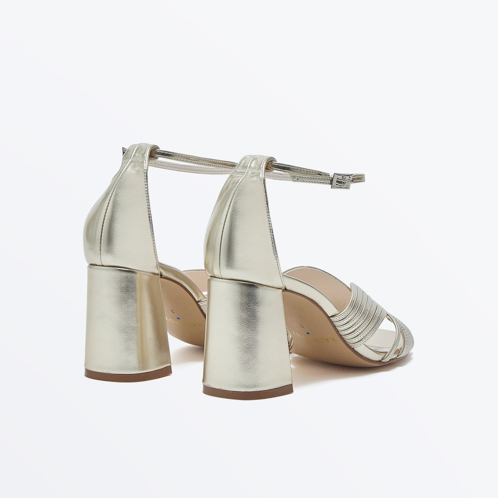 Adina - Wide Fit Champagne Ankle Strap Block Heel Sandal - Back