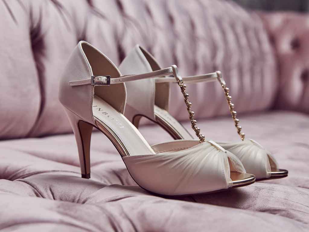 Adrianna - Ivory Peep Toe Wedding Shoes - Lifestyle