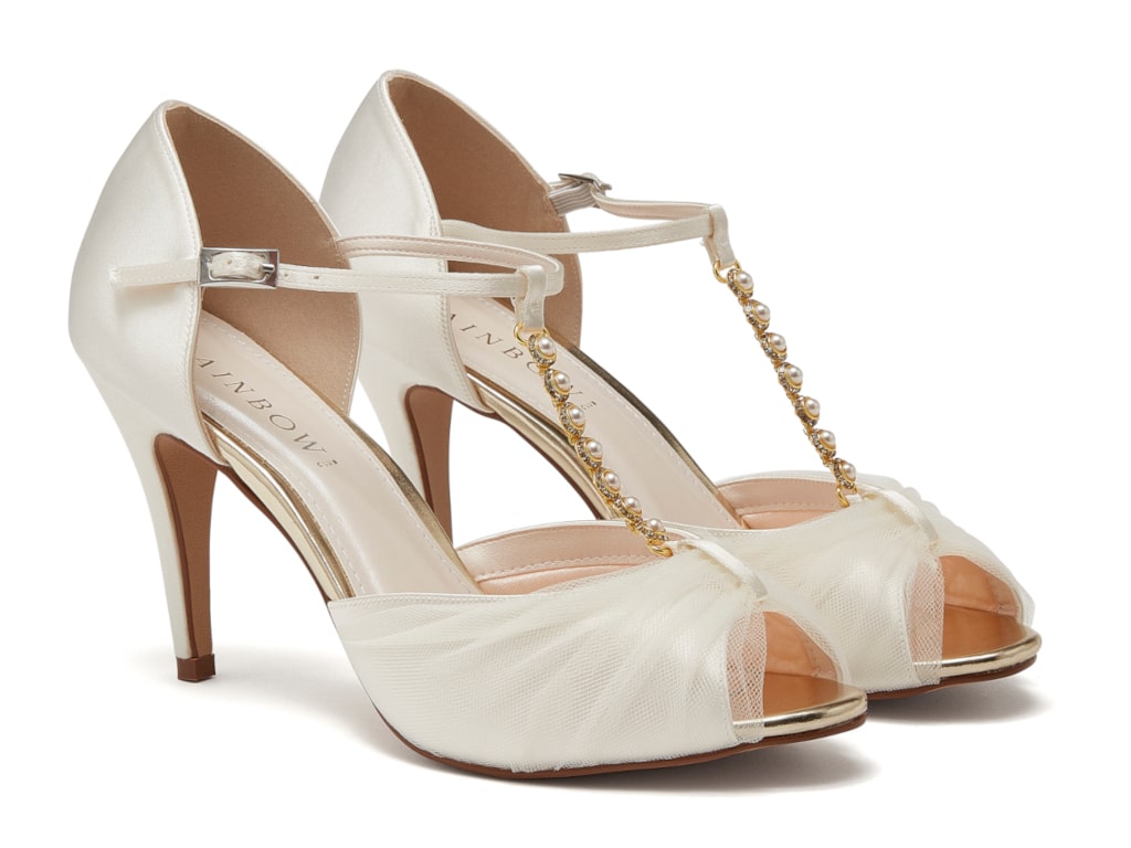 Adrianna - Ivory Peep Toe Wedding Shoes - Pair