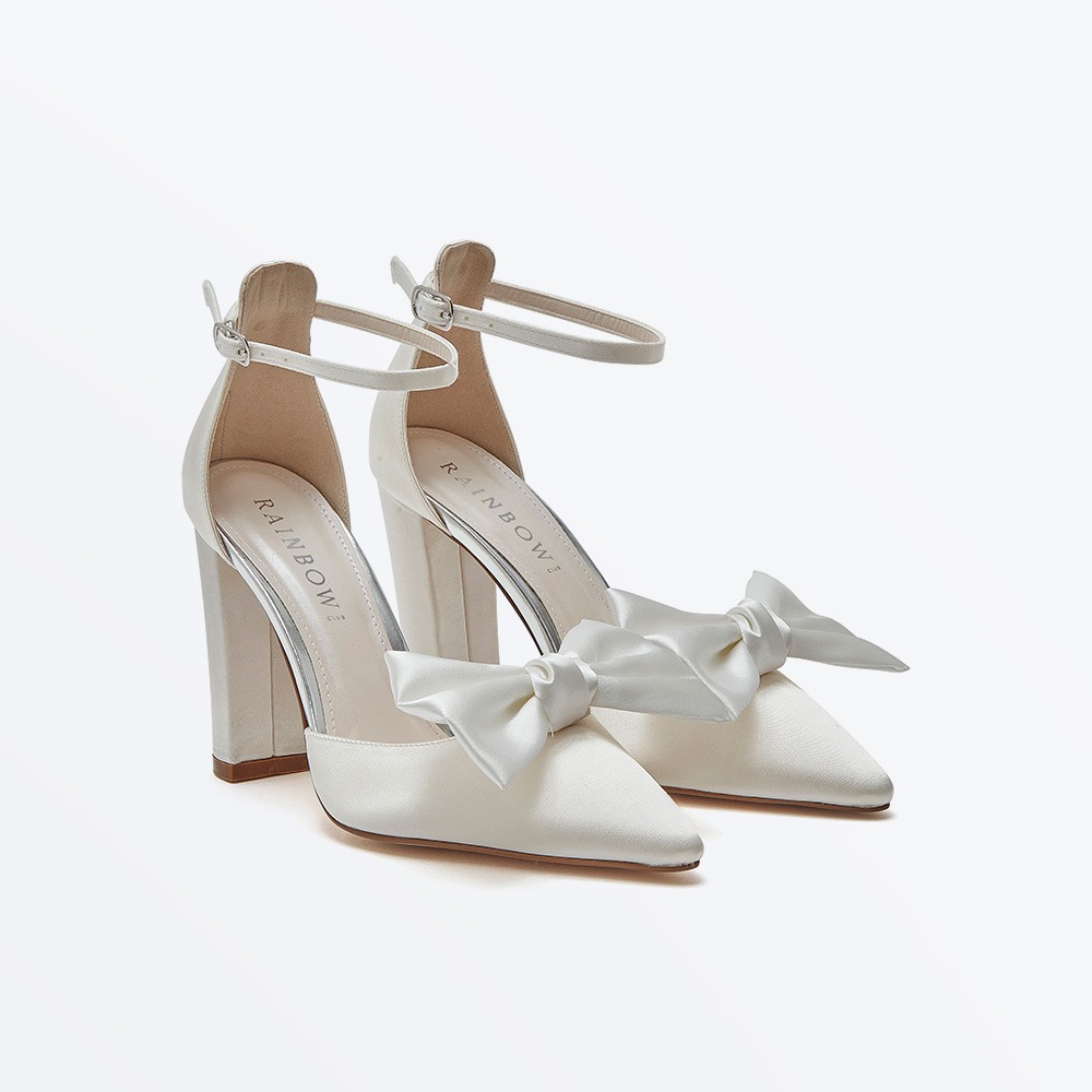 Alice - Satin Bow Wedding Shoe Clips - On Shoes