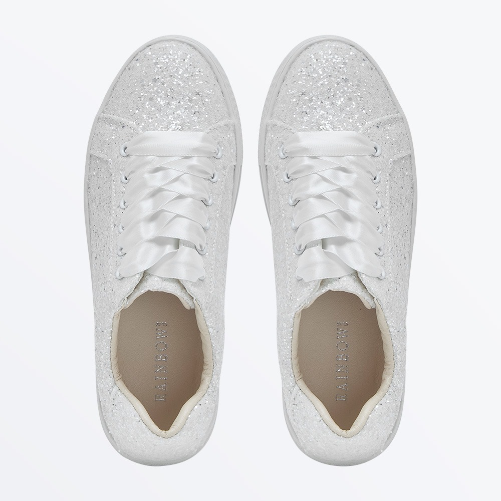 Aphaea - Ivory Snow Glitter Wedding Trainers - Overhead
