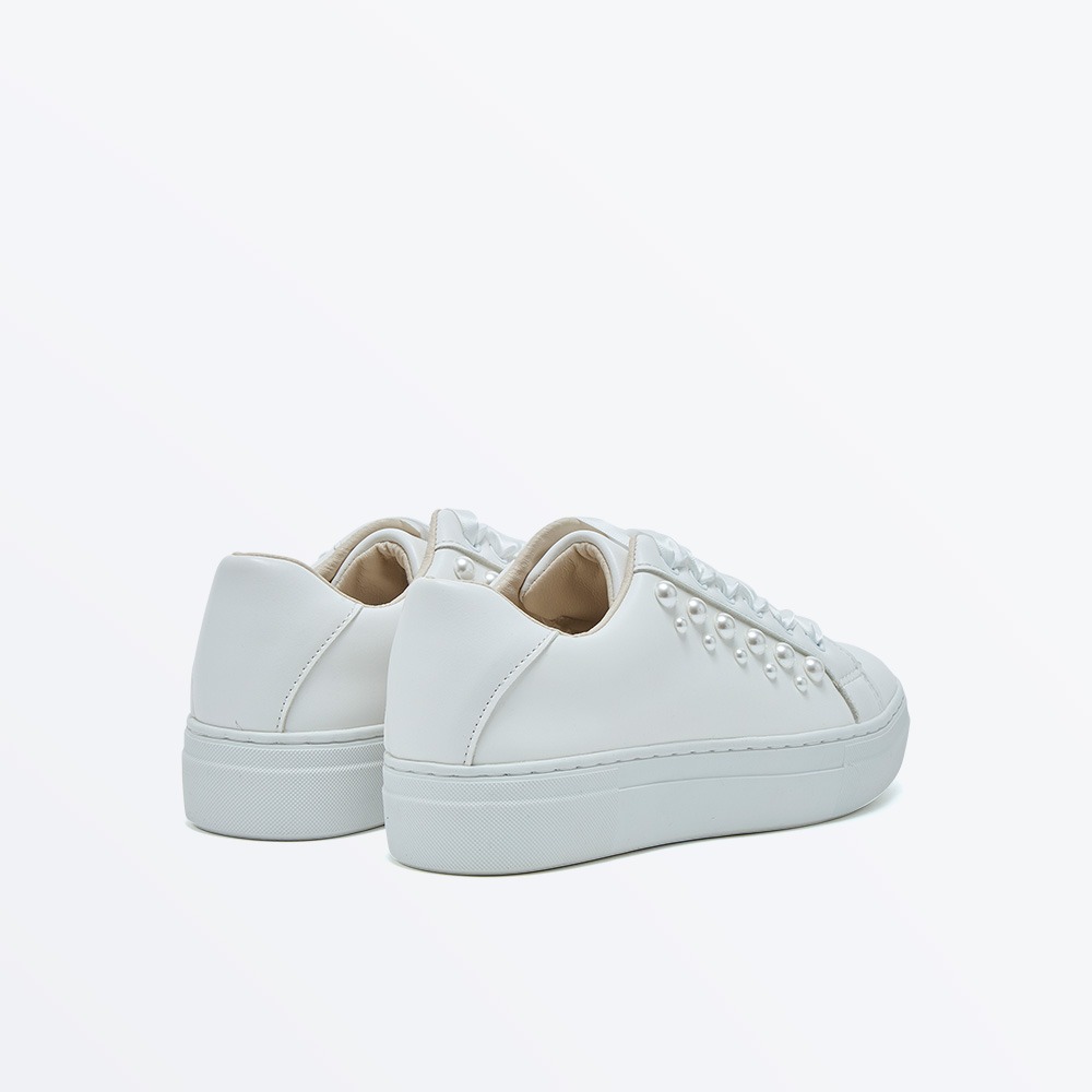 Aphaea - Ivory Pearl Detail Wedding Trainers - Back