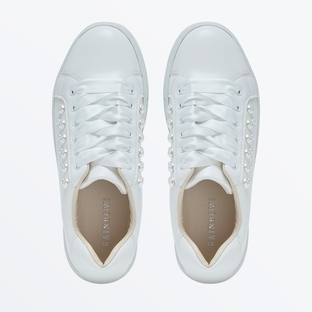 Aphaea - Ivory Pearl Detail Wedding Trainers - Overhead