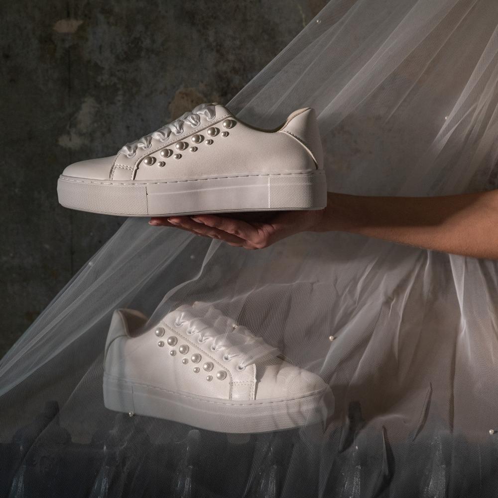Aphaea - Ivory Pearl Detail Wedding Trainers
