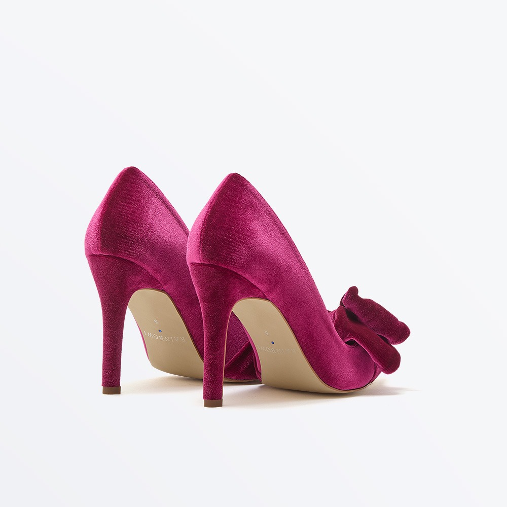 Arabella Plum Berry Velvet Stiletto Court Shoe - Back