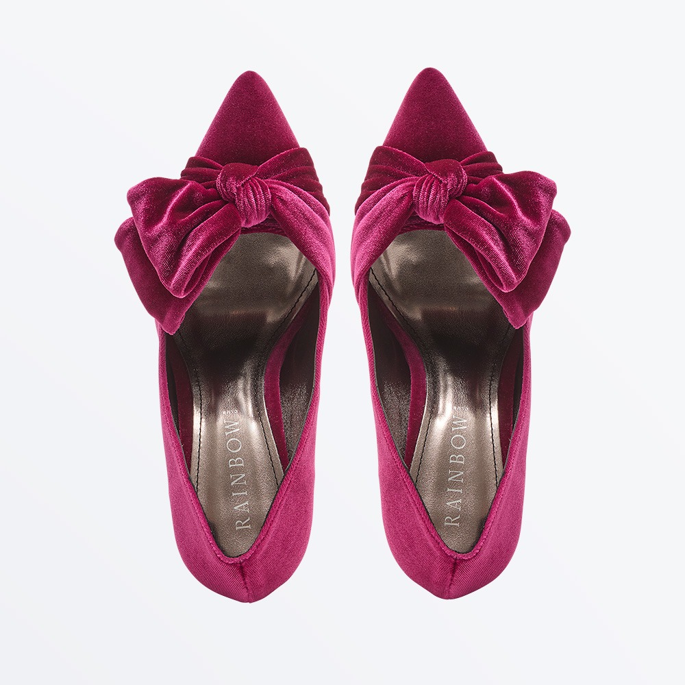 Arabella Plum Berry Velvet Stiletto Court Shoe - Overhead