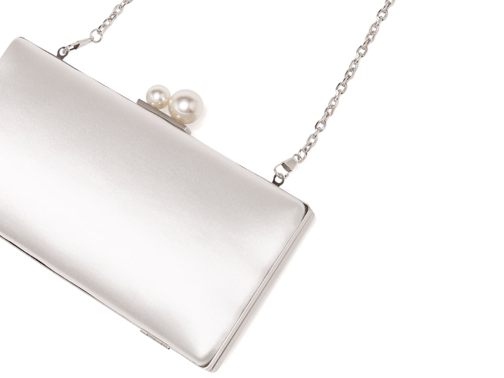 Beau Pearl Detail Bridal Clutch Bag Rainbow Club