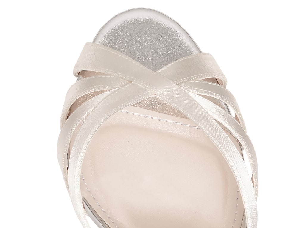 Blake | Ivory Satin Block Heel Wedding Sandal | Rainbow Club