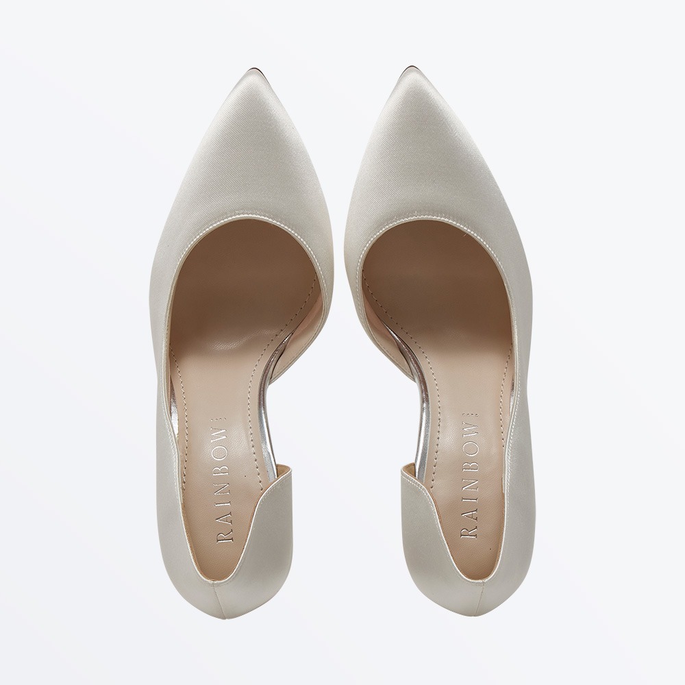 Camila - Ivory Satin Stiletto Heel Wedding Court Shoes - Overhead View
