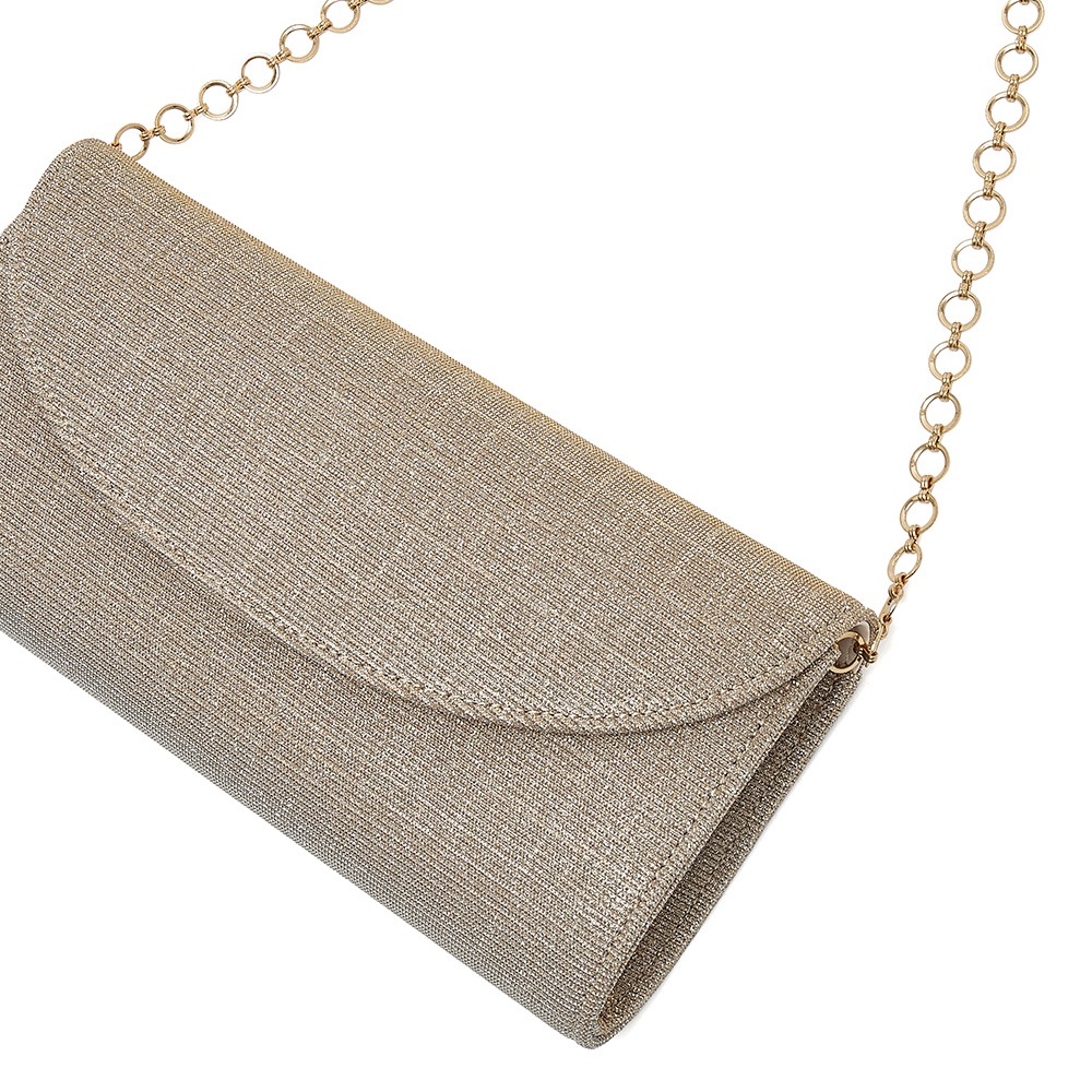 Celina Gold Metallic Wedding Handbag - With Chain
