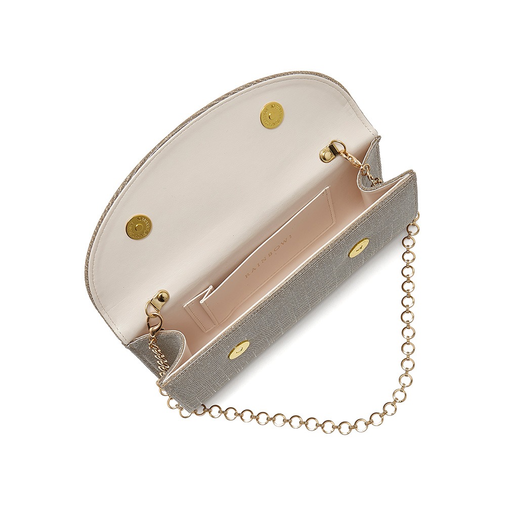 Celina Gold Metallic Wedding Handbag - Inside