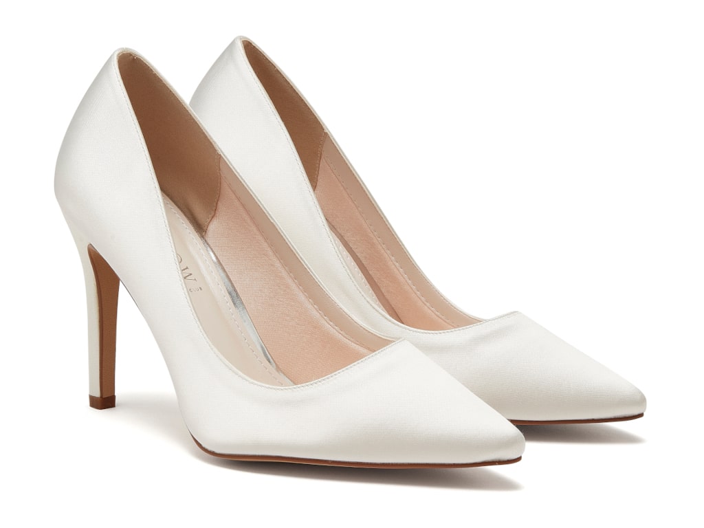 Coco | Ivory Satin Sexy Bridal Court Shoes | Rainbow Club