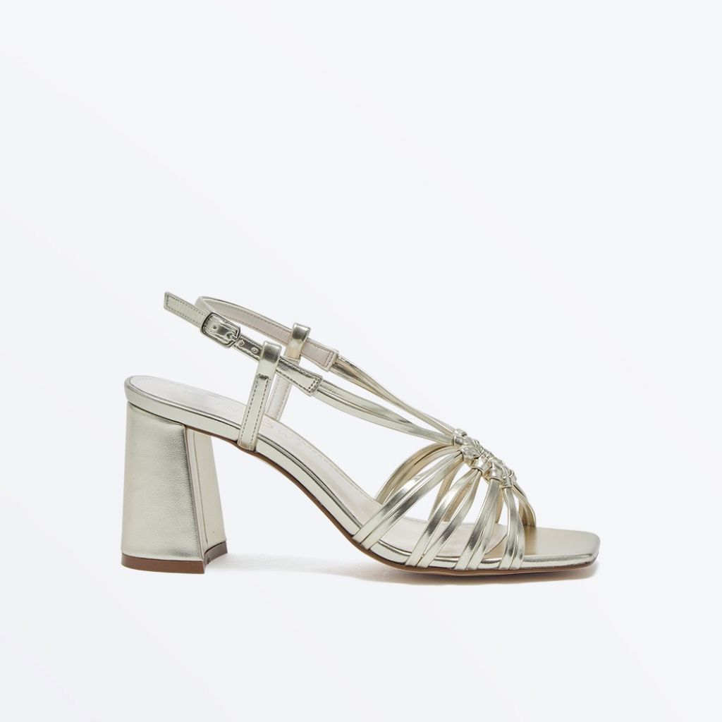 Calista - Champagne Flare Heel Sandal - Side