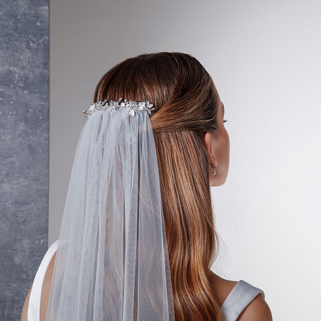 Indigo - Embellished Comb Long Wedding Veil