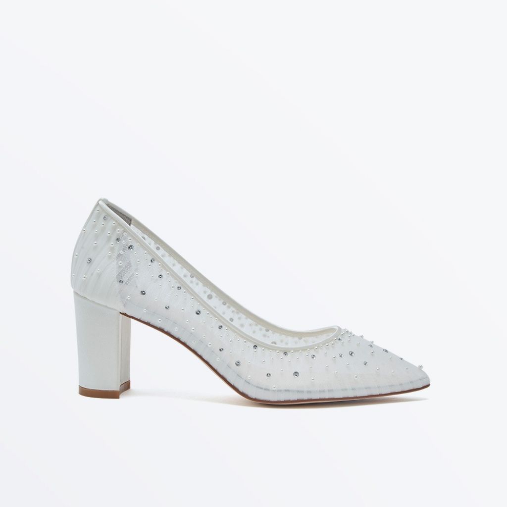 Lucia - Pearl & Crystal Embellished Bridal Court - Side