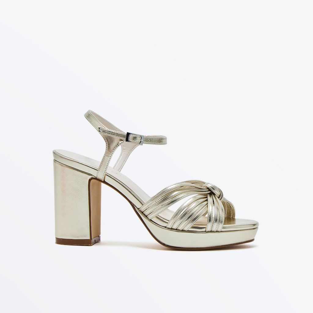 Marissa - Champagne Platform Block Heel Sandals - Side