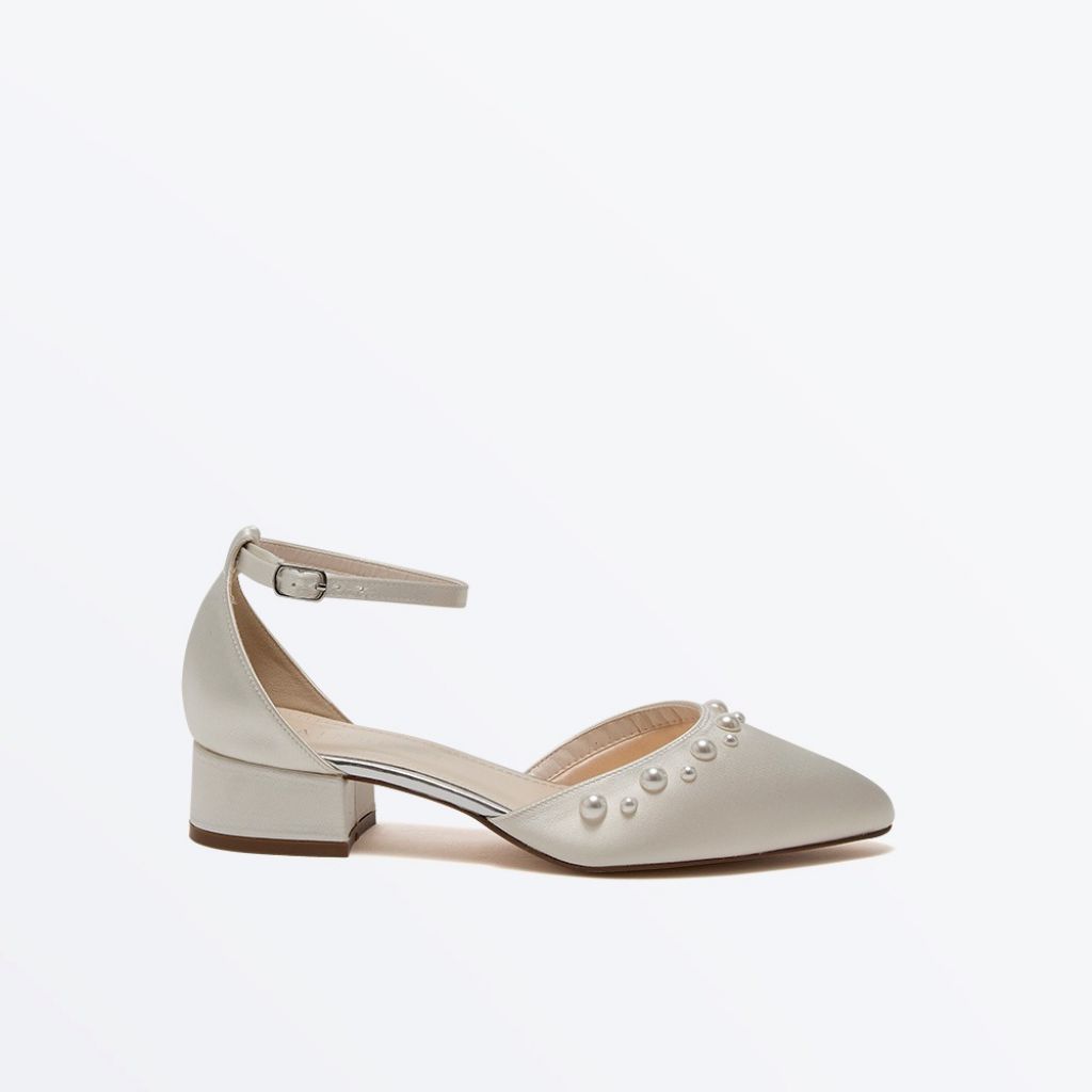 Maya Low - Pearl Detail Comfortable Wedding Shoes - Side View