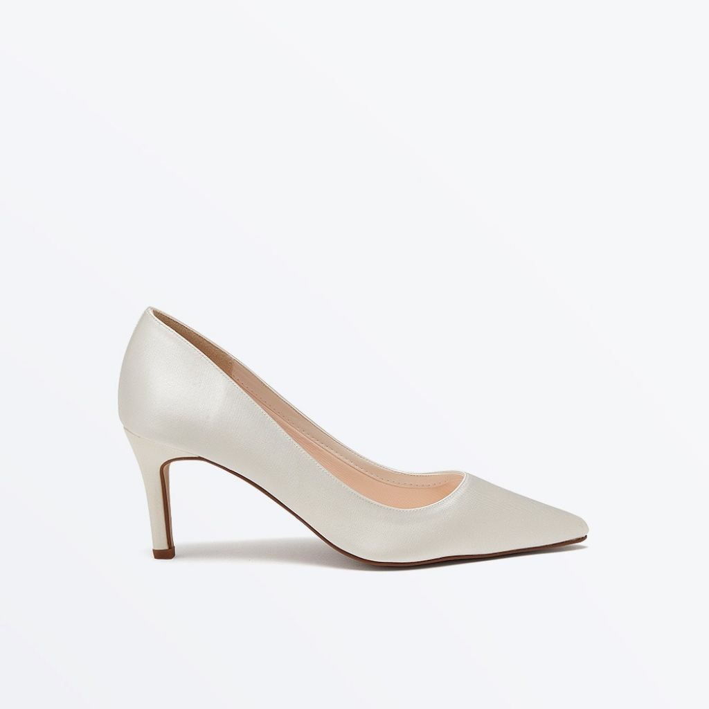 Morgan II - Ivory Satin Stiletto Wedding Courts - Side