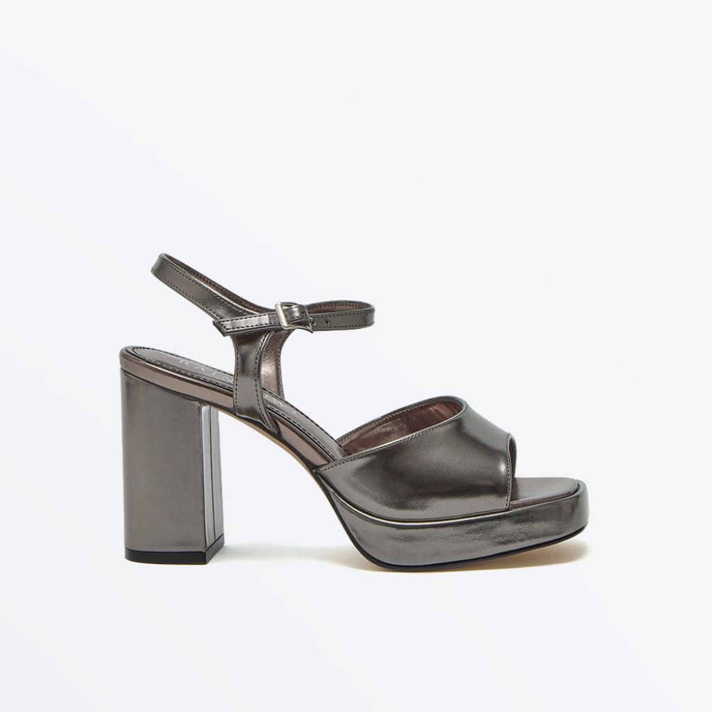 Nora Gun Metal Ailver Metallic Platform Sandal - Side View