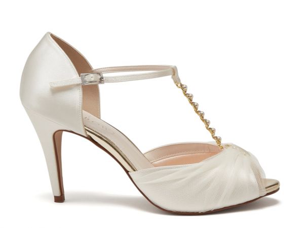 Adrianna - Ivory Peep Toe Wedding Shoes - Front