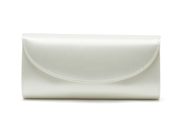 Celina - Ivory Classic Satin Wedding Handbag - Front