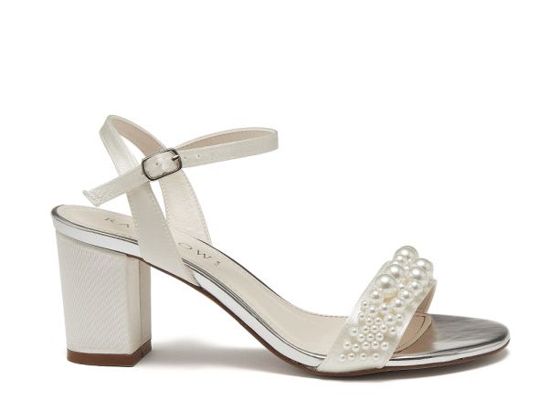 Emma Wide Fit Pearl Detail Wedding Sandals - Side