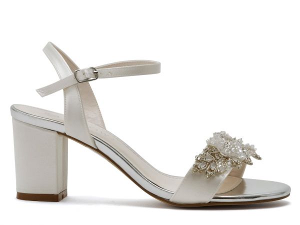 Mia - Wide Fit Embellished Wedding Sandals - Side