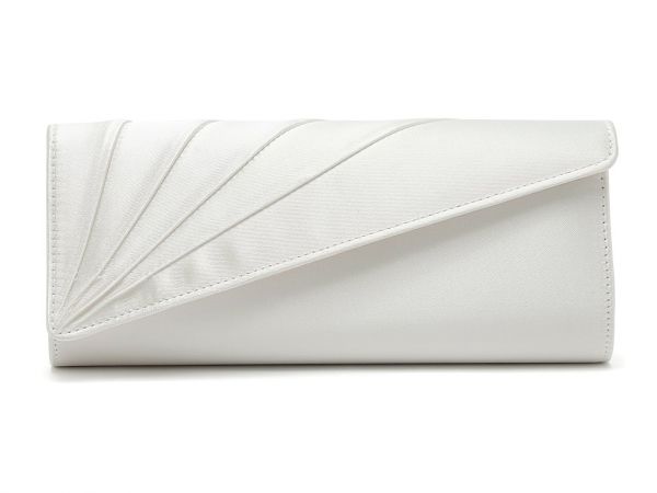 Tess - Ivory Pleated Bridal Clutch Bag - Front