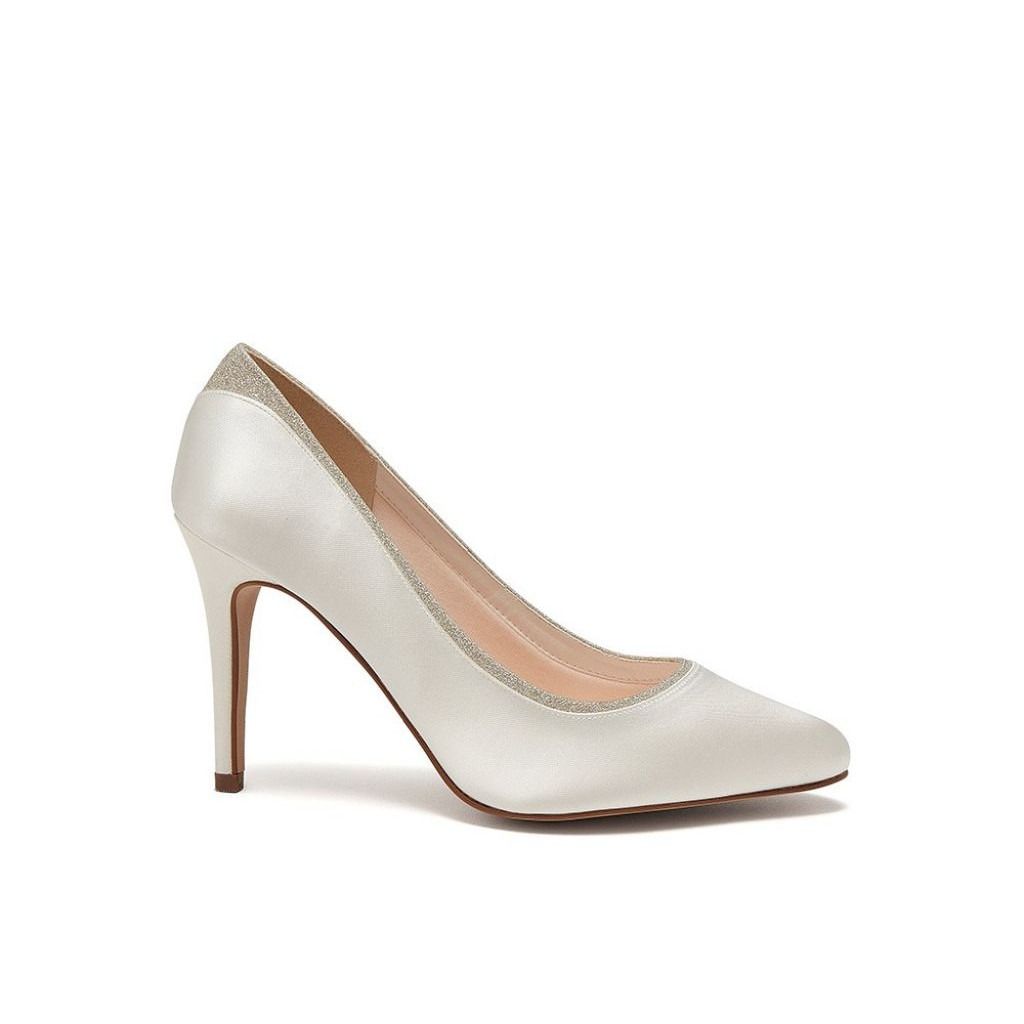 Billie - Ivory Shimmer Bridal Court Shoes - Side