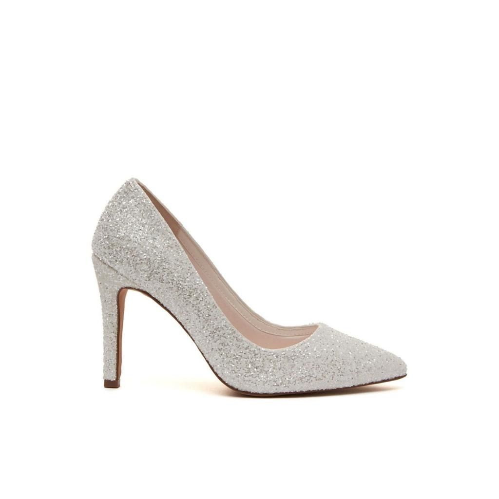 Coco - Ivory Sparkly Bridal Court Shoes - Side