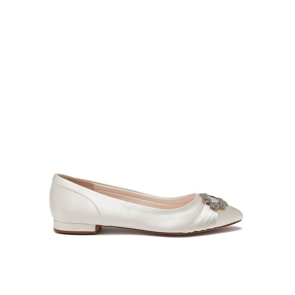 Dulcie Ivory Flat Wedding Shoes - Side