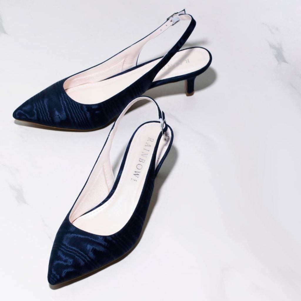 navy leather kitten heels