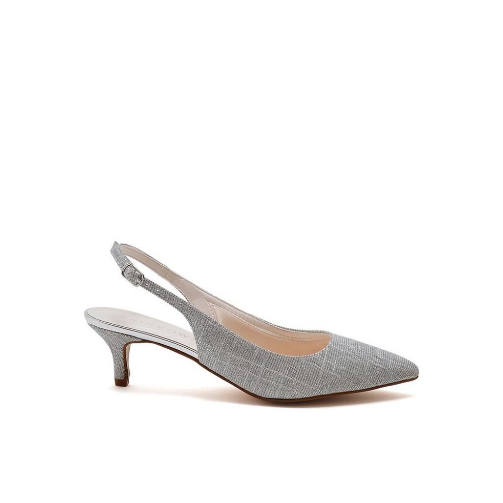 Joni Silver Metallic Slingback Wedding Shoes - Side