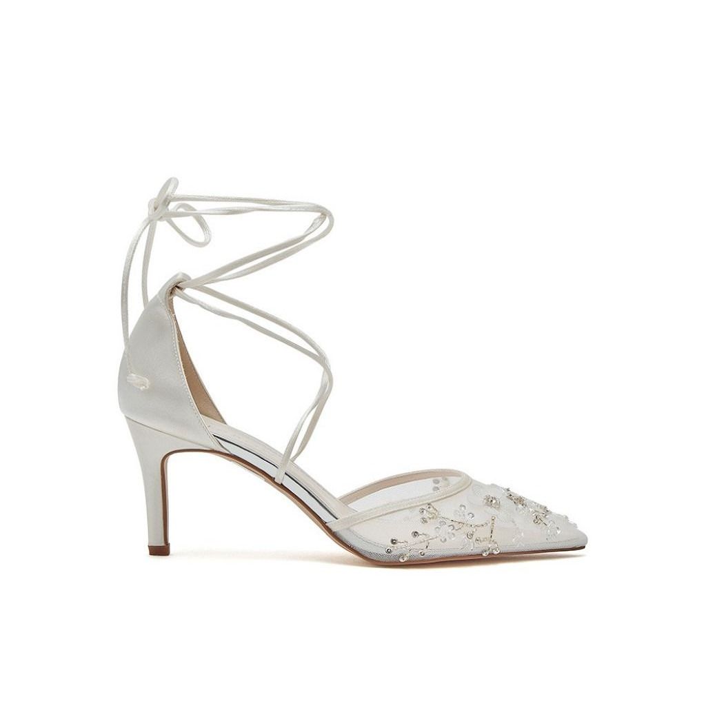 Mirabella - Ivory Satin & Tulle Bridal Shoes - Side