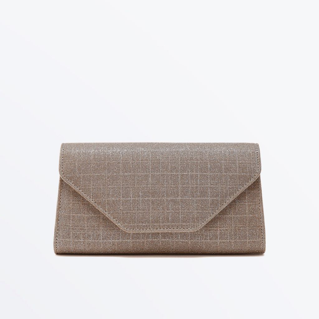 Saskia Gold Metallic Clutch Bag - Front