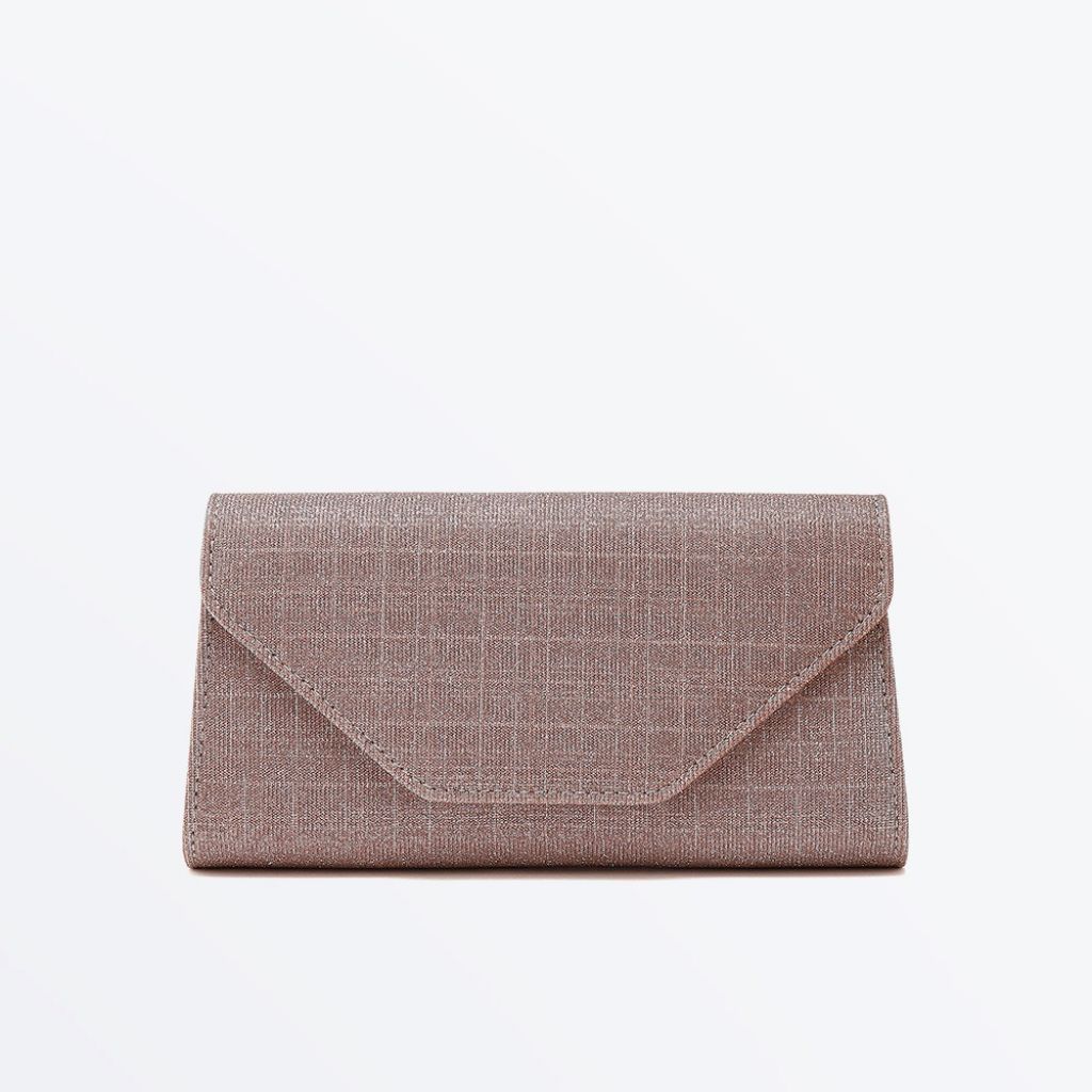 Saskia Rose Gold Metallic Clutch Bag - Front