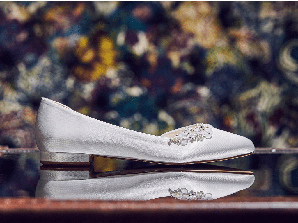 Clemmie Ivory Embellished Wedding Flats Rainbow Club