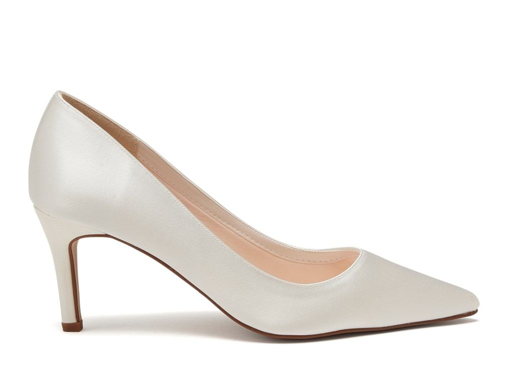 Morgan | Ivory Satin Wedding Court Shoes - Rainbow Club