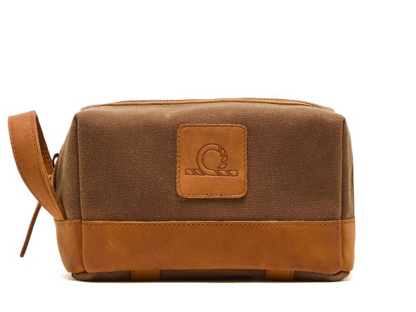 Waxed Canvas and Leather Wash Bag