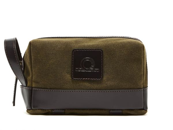 Waxed Canvas and Leather Wash Bag