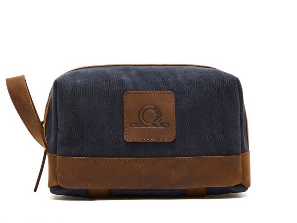 Waxed Canvas and Leather Wash Bag