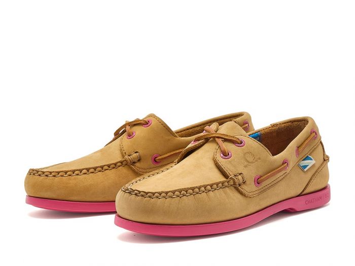 Pippa Tan Pink Womens Boat Shoes Chatham Footwear - Main Image