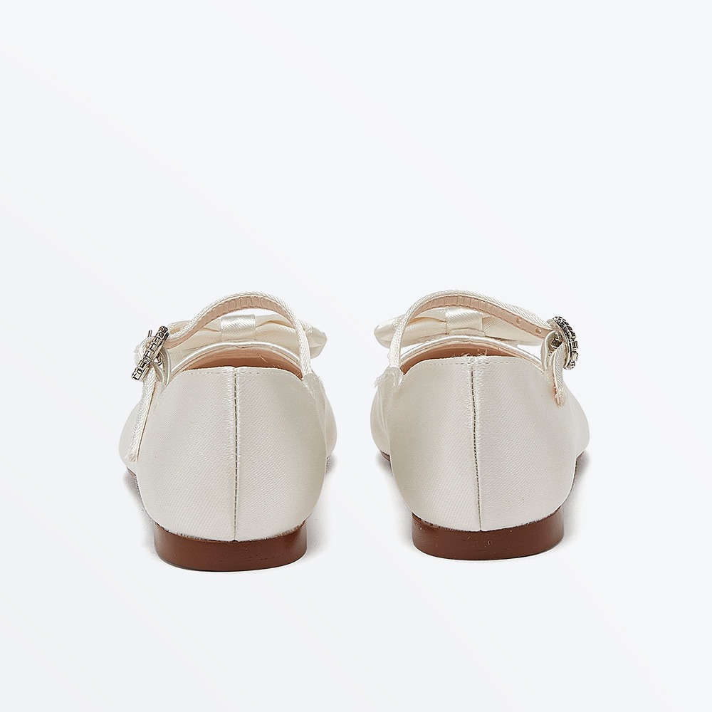 Daisy - Ivory Satin Girls Wedding Shoes - Back