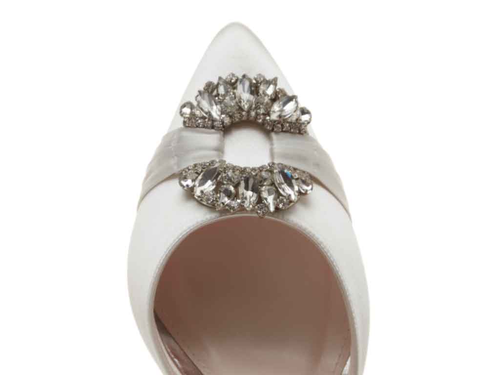 Filippa - Ivory Satin Ankle Strap Bridal Shoes - Detail
