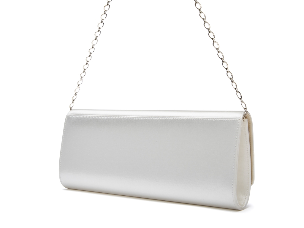 Greta | Ivory Satin Elegant Bridal Clutch Bag | Rainbow Club