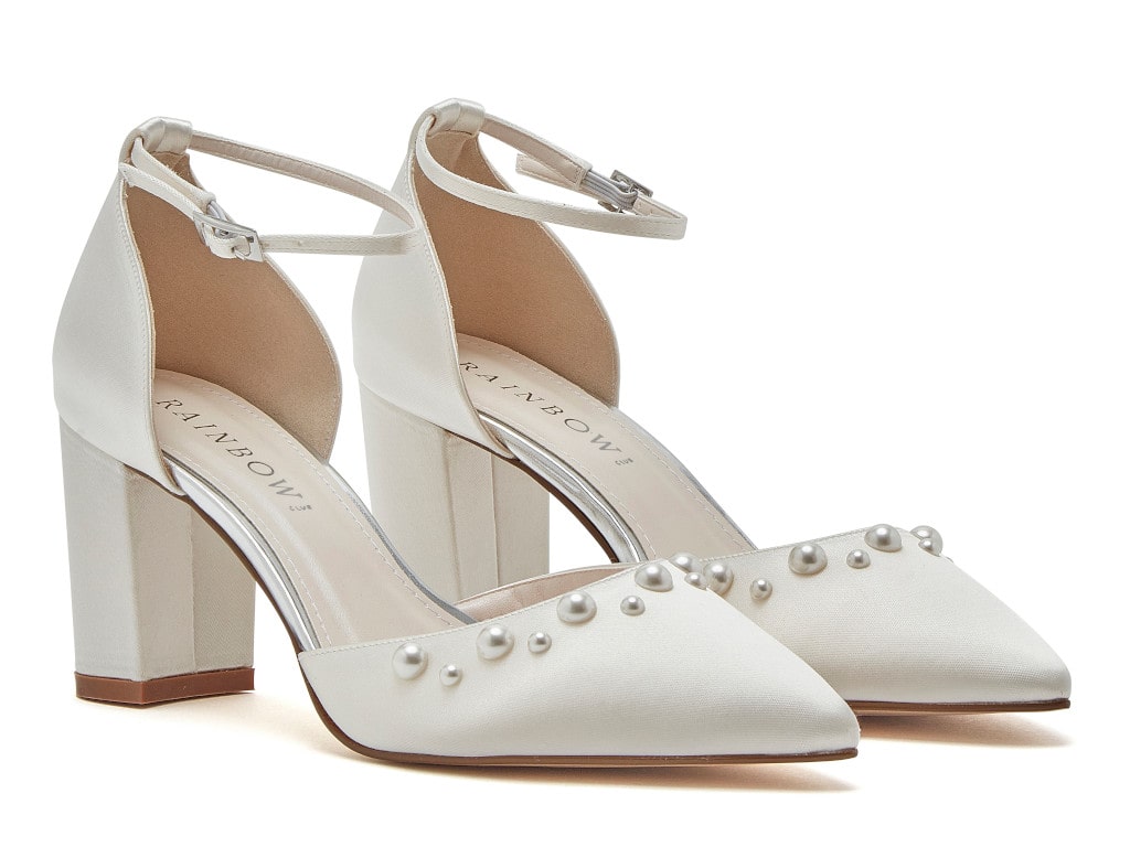 Hannah - Wide Fit Pearl Detail Wedding Shoes - Front