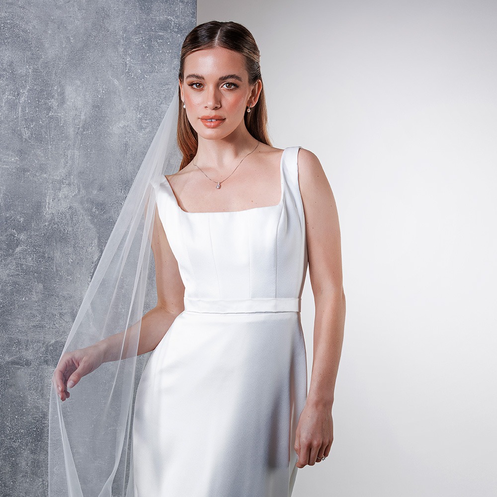 Indigo - Embellished Comb Long Wedding Veil - Detail