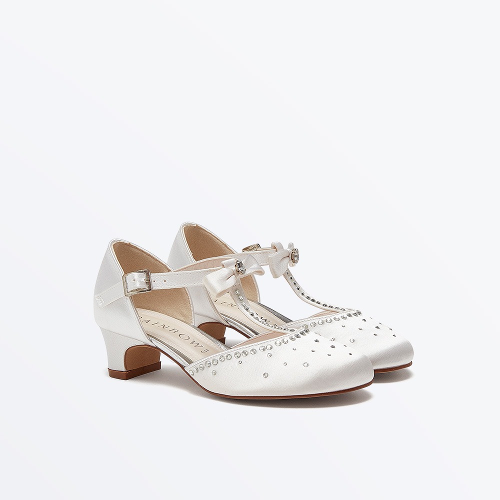 Lemonade - White Satin Holy Communion Shoes - Front