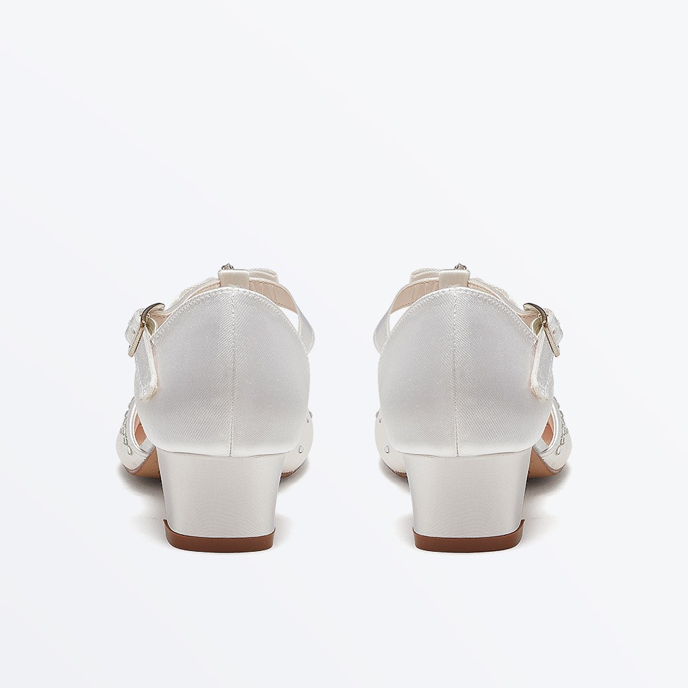 Lemonade - White Satin Holy Communion Shoes - Back