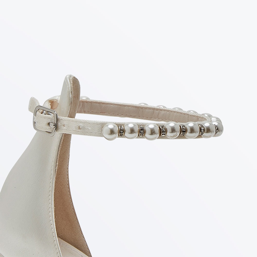 Lena Pearl Embellished Ankle Strap -Side